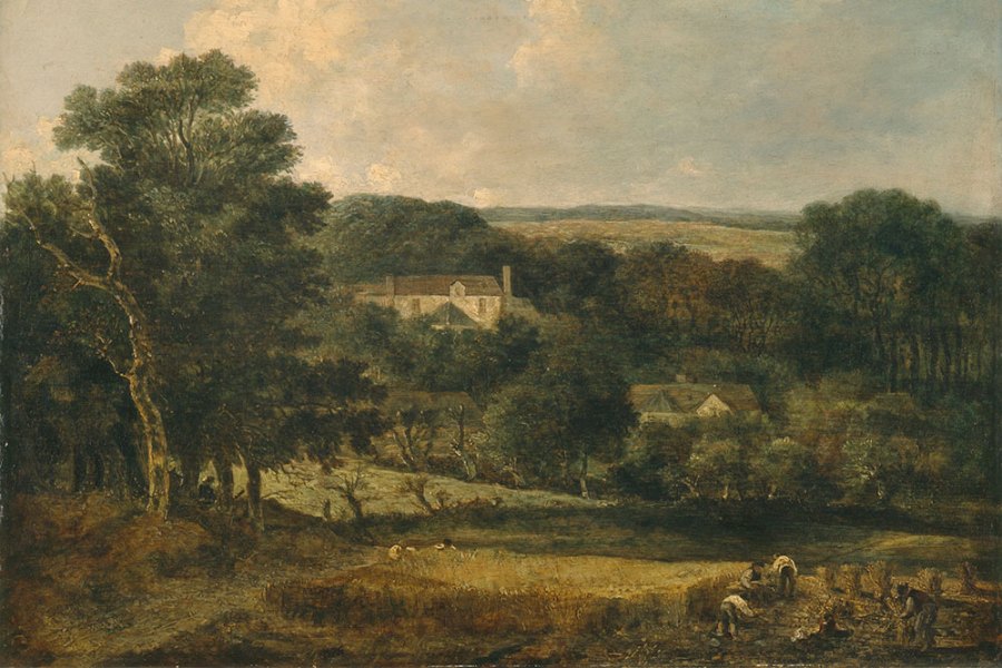 View Near Norwich with Harvesters (detail; 1810–21), John Crome.