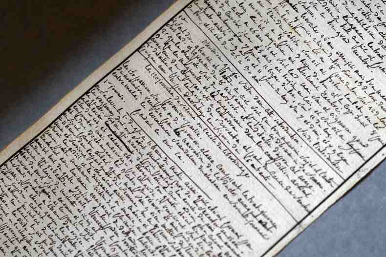 The manuscript of ‘The 120 Days of Sodom’ written by the Marquis de Sade while he was imprisoned at the Bastille in 1785.