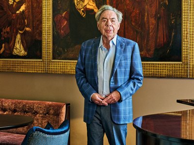 Andrew Lloyd Webber photographed in the Pre-Raphaelite Room at the Theatre Royal Drury Lane, London, in August 2021.