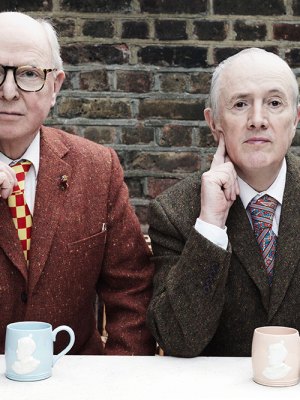 Gilbert & George, photographed at their home (and studio) in London, 2021.
