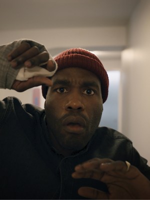 Yahya Abdul-Mateen II as Anthony McCoy in Candyman (2021; dir. Nia DaCosta).