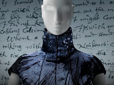 Detail of evening dress from the ‘In Memory of Elizabeth How, Salem, 1692’ ready-to-wear collection, Fall/Winter 2007. Peabody Essex Museum, Salem.