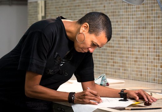 Helen Cammock, working at the Istituto Centrale della Grafica, Rome.