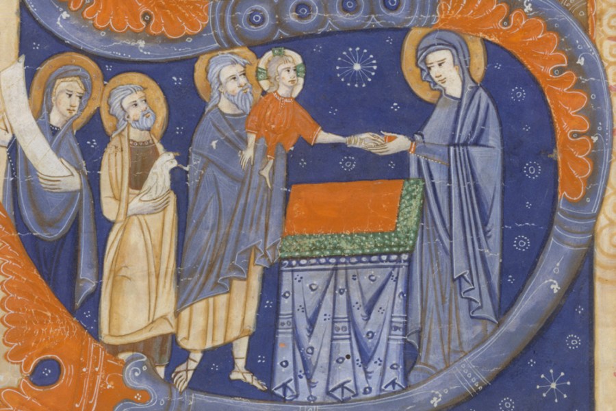 The Presentation of Christ in the Temple (detail of a cutting from a choirbook; c. 1278), Master of Bagnacavallo.