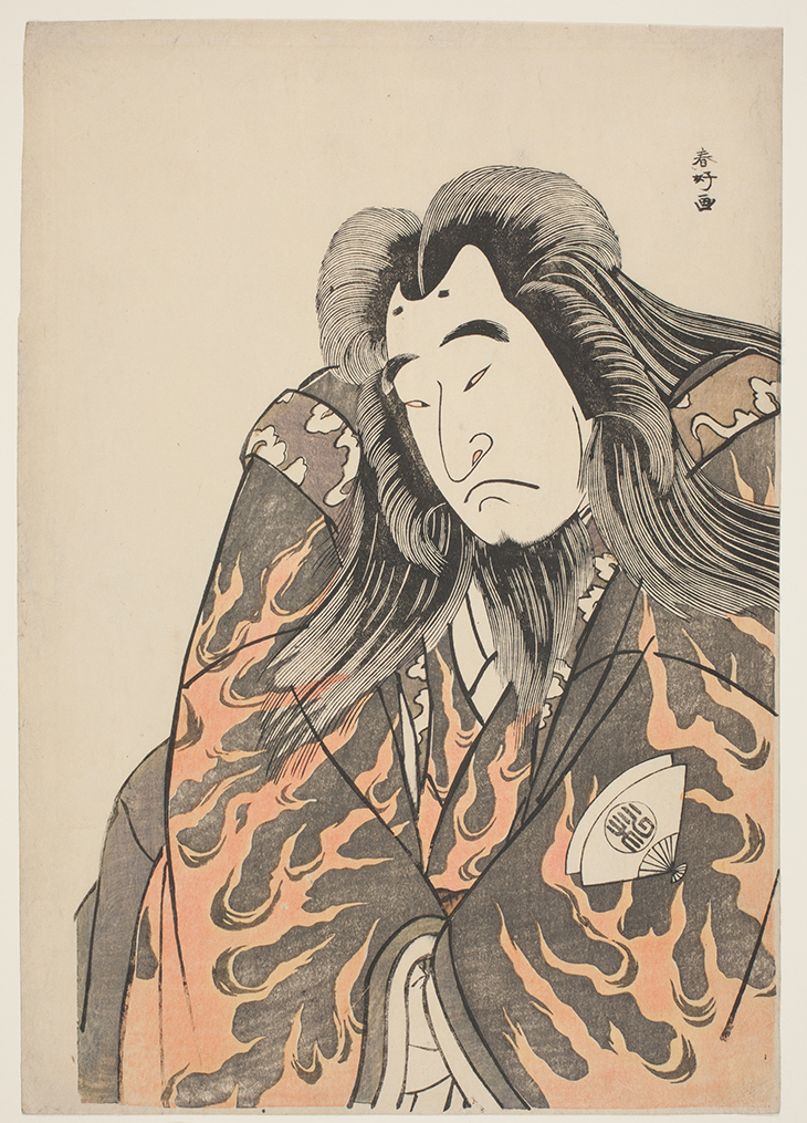 Half-Length Portrait of the Actor Onoe Matsusuke I as Retired Emperor Sutoku in Act Three of the play Kitekaeru Nishiki no Wakayaka (Returning Home in Splendor), Performed at the Nakamura Theater from the First Day of the Eleventh Month, 1780