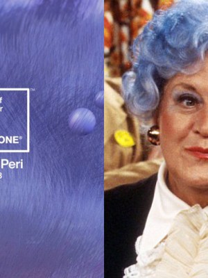 Left: Blue Rinse, as sported by Mollie Sugden in ‘Are You Being Served?’ Right: Pantone’s Color of the Year 2022