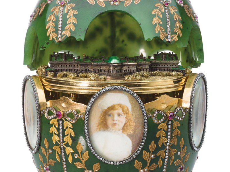 The Alexander Palace Egg (1908; detail), Henrik Wigström for Fabergé. Moscow Kremlin Museums.
