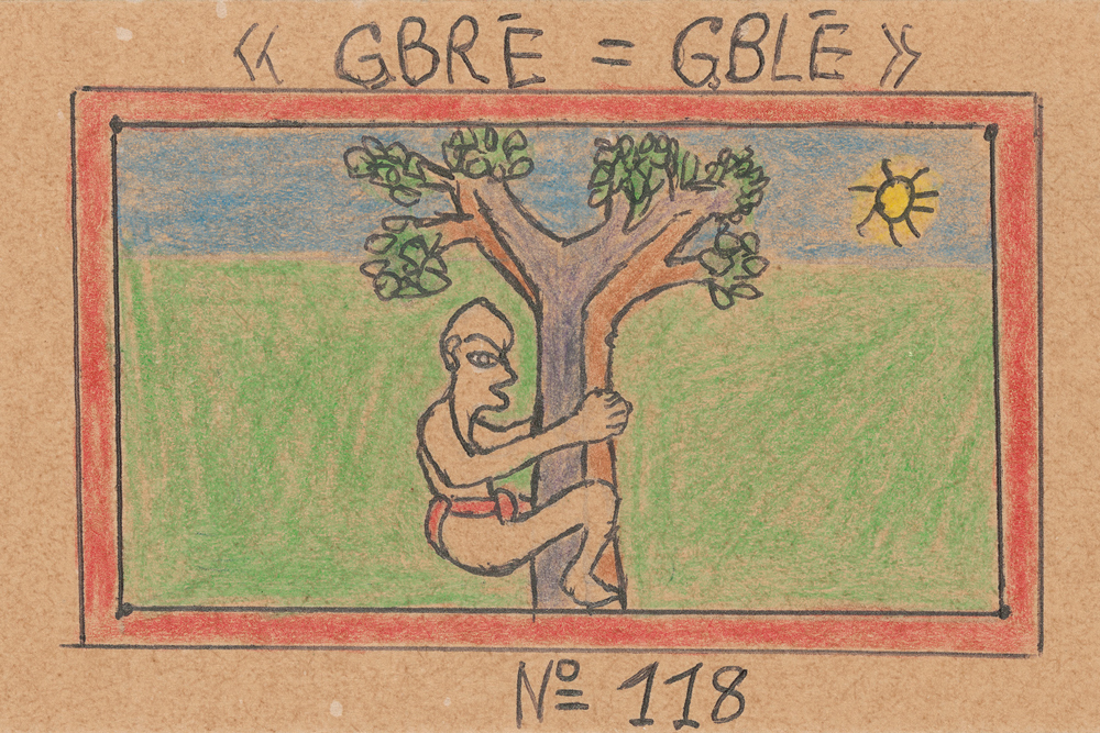 «GBRÉ=GBLÉ» N° 118 from Alphabet Bété (1991), Frédéric Bruly Bouabré