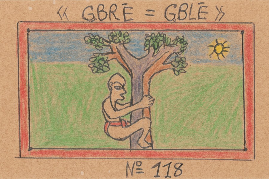 «GBRÉ=GBLÉ» N° 118 from Alphabet Bété (1991), Frédéric Bruly Bouabré