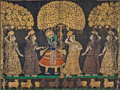 Pichhvai temple cloth depicting the Dana Lila festival, 19th century. Francesca Galloway (price on application)