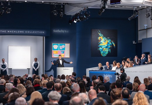 Sotheby’s Oliver Barker fields bids during the second Macklowe collection sale on 16 May 2022. Courtesy Sotheby's.