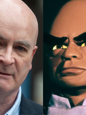 Mick Lynch, general secretary of the RMT (left); The Hood (right).