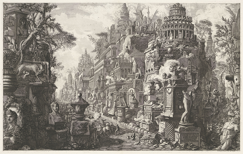 Fantasy representation of the Via Appia Antica, frontispiece to the ‘Antichità Romane’, vol. II (c. 1756–c. 57). Rijksmuseum, Amsterdam