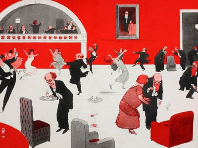 caricature of the Psychical Society’s annual dance by Heath Robinson