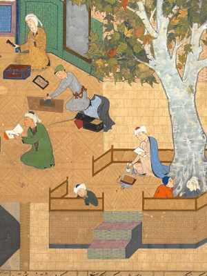 Layli and Qays at school from the Khamsa of Nezami Ganjavi (f. 196b from Or. 6180)