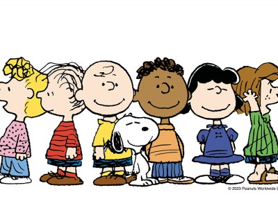 The Peanuts gang, created by Charles M. Schulz.