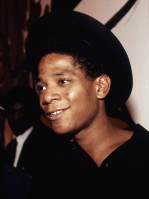 Jean-Michel Basquiat at Tony Shafrazi Gallery, New York, in 1987. Photo: Karen Petersen/Everett Collection