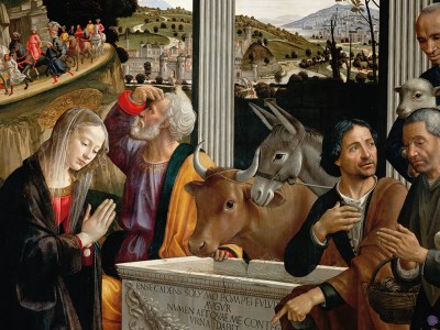 Adoration of the Shepherds (detail; 1485), Domenico Ghirlandaio. Santa Trinità, Florence