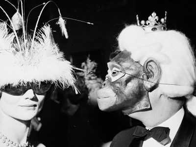Winter Ball, Hotel Coulanges, Paris, 30 December 1958. André Ostier, Vicomtesse de Robes and Pierre Celeyron.