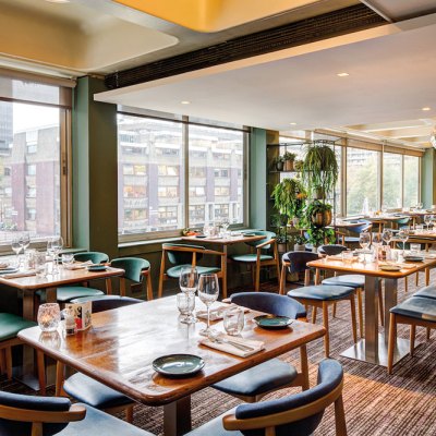 Restaurant dining room with views over the City of London