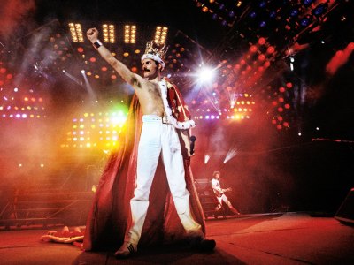 Freddie Mercury performing at Wembley