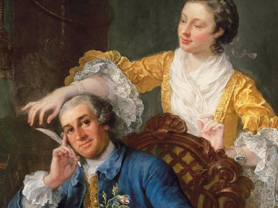 David Garrick with his wife Eva-Maria. (detail; c. 1757–64), William Hogarth.