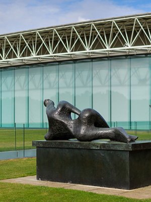Henry Moore sculpture displayed on a lawn