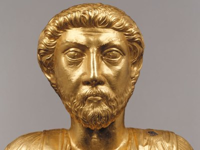Bust of Marcus Aurelius, Roman (detail; 161–180 AD). Roman site and Museum of Avenches and Cantonal Museum of Archeology and History, State of Vaud
