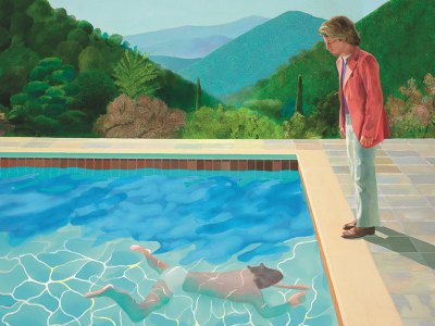 Portrait of an Artist (Pool with Two Figures) (detail; 1972), David Hockney. Image: © David Hockney; photo: Art Gallery of New South Wales/Jenni Carter