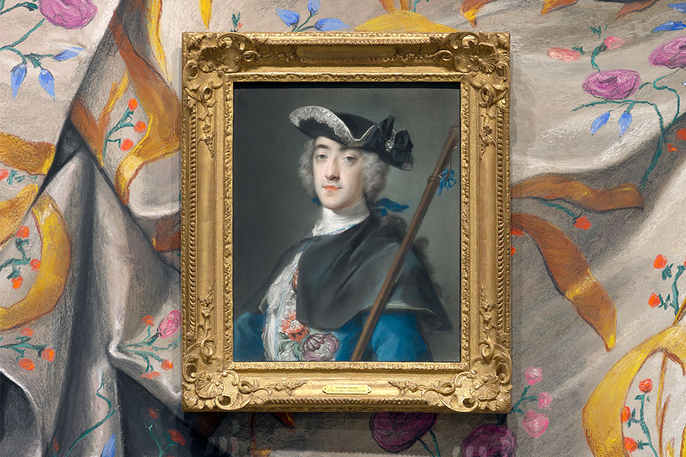 Rococo pops as a Rosalba pastel is fittingly framed