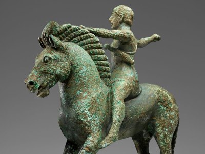 Statuette of a Horse and Rider (detail; 520–500 BC). Albanian Institute of Archaeology, Tirana