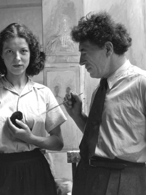 Annette and Alberto Giacometti in the studio (1951), Alexander Liberman. Image: © Archives Fondation Giacometti