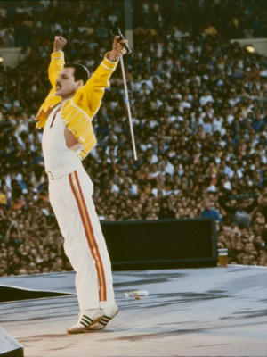 Freddie Mercury at the Queen in Concert Magic Tour at Wembley Stadium, London, in 1986. © Richard Young (www.richardyounggallery.co.uk)